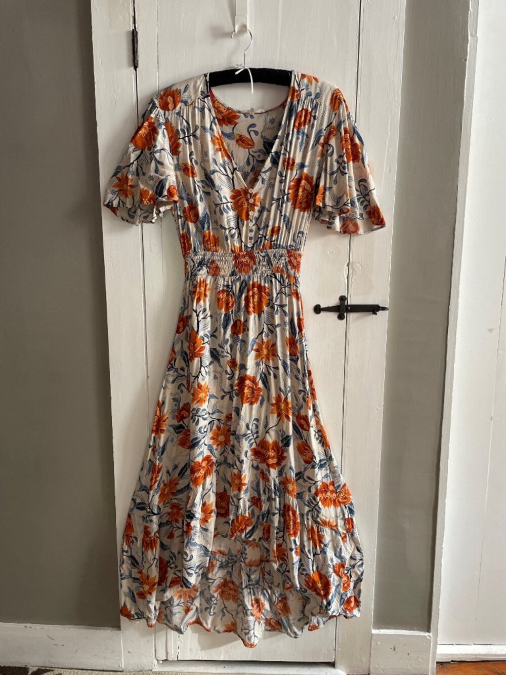 Able the Label Anthropologie Ocean Breeze High Low Floral Maxi Dress Size L